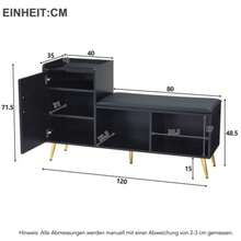 Schwarz Hochglanz-Schranktür mit Staurum Eingangsschuhschrank, mehrstöckige Ablage mit gepolstertem Sitz, Schuhwechselbank mit Schrank Goldzubehör für Eingang, Flur, Wohnzimmer, Schlafzimmer, Gardero - Svart - Visa 4