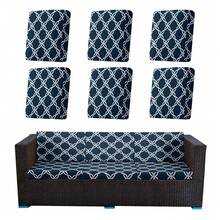 6件装弹性庭院靠垫套，适用于户外沙发靠垫更换、户外沙发套、庭院家具套，可机洗 - 多色 - 查看 3