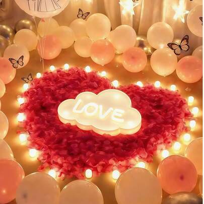 1000pcs Romantic Rose Petals - White & Red Artificial Flower Petals, Proposal Gift, Confession Gift, Wedding Venue Decor, Valentine's Day Gift & Romantic Atmosphere Decoration Supplies