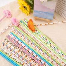 50Pcs Cotton Candy Sticks Cones, 13.78 Inch Random Color Candy Supplies, Paper Straws, Cones For Birthdays, Weddings, Holiday Parties, Candy Making - / - 查看 3