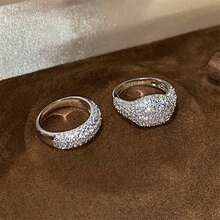 VKHK 2pcs/Set Luxury White Gold Plated Sparkling Cubic Zirconia Ring Set, Suitable For Women Wedding Wear And Gift - Ring Set - View 4