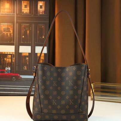 Vintage Floral Print Shoulder Bag Women, New Stylish Large Capacity Bucket Bag