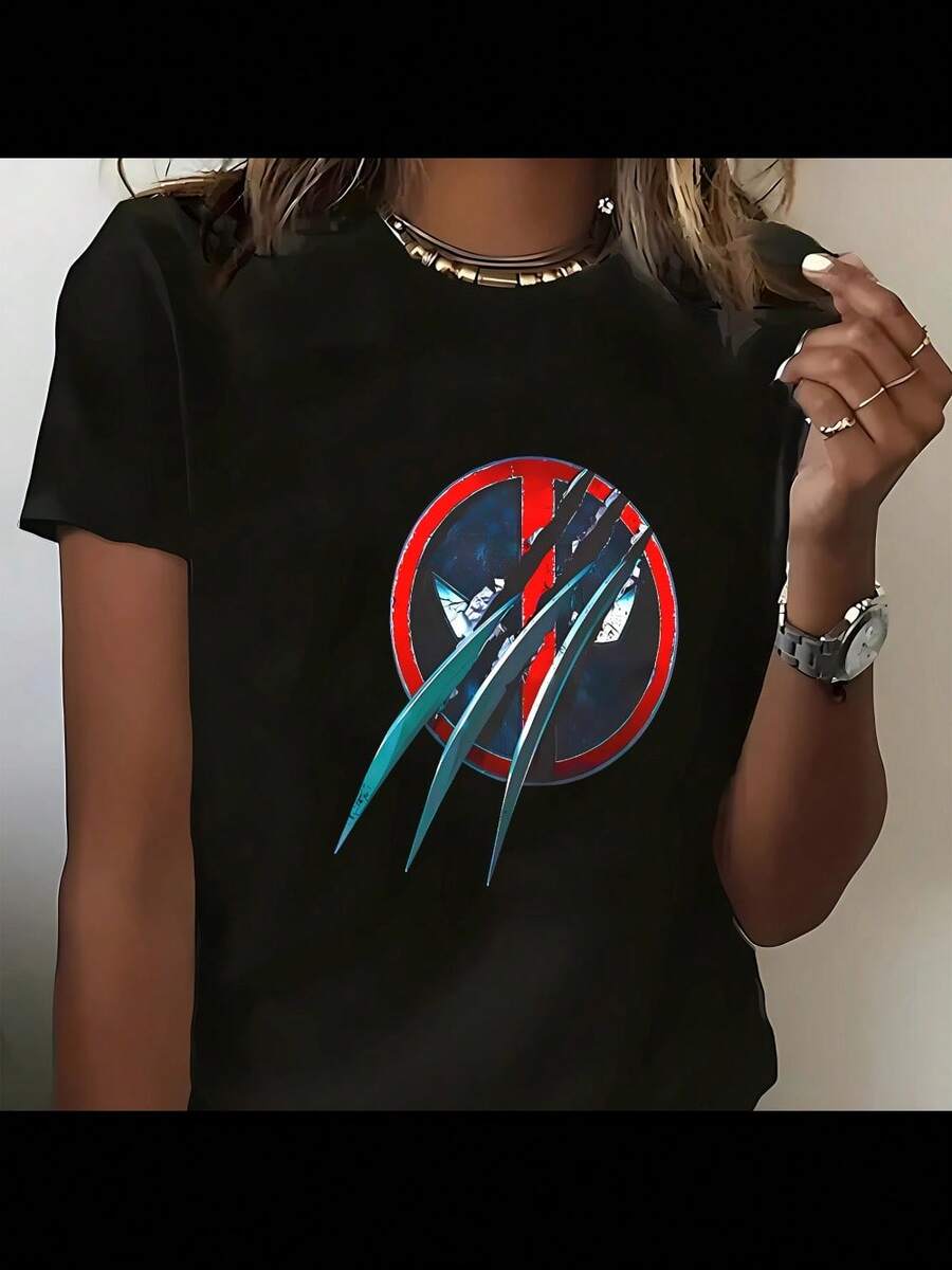 Deadpool Wolverine Wolverine Claws Deadpool Long Sleeve T-Shirt_1692_t2 - 黑色 - 查看 1