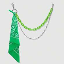 2pcs Hip Hop Accessories Set: Acrylic Multi-Layer Chain + Scarf, Casual Streetwear Hip Hop Style - Multicolor - View 20