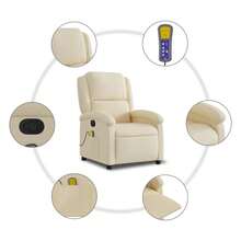 vidaXL Massage-Relaxsessel, Cremefarbener Stoff - Blanc - Voir 6