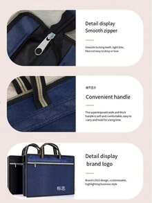1pc Oxford Fabric Handheld Document Bag, Oxford Fabric Storage File Bag, Zipper Document Pouch, Large Capacity Office Meeting Document Bag, Storage Bag Wholesale - Rectangle - View 9