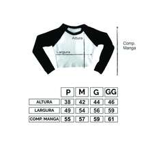 Cropped Raglan inverno Feminino Tumblr blogueira Signos Cosmos Mapa Astral Sagitário feminina manga longa - Preto e Branco - Visão 3