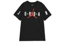 Nike Camiseta retro de cuello redondo de manga corta, suelta y transpirable, con estampado de logotipo de la marca Jordan, color negro - Negro - Ver 15