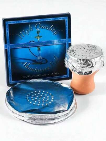 50片/盒 阿拉伯水烟锡箔纸，蓝色盒装铝箔纸，穿孔锡箔纸，水烟配件，水烟