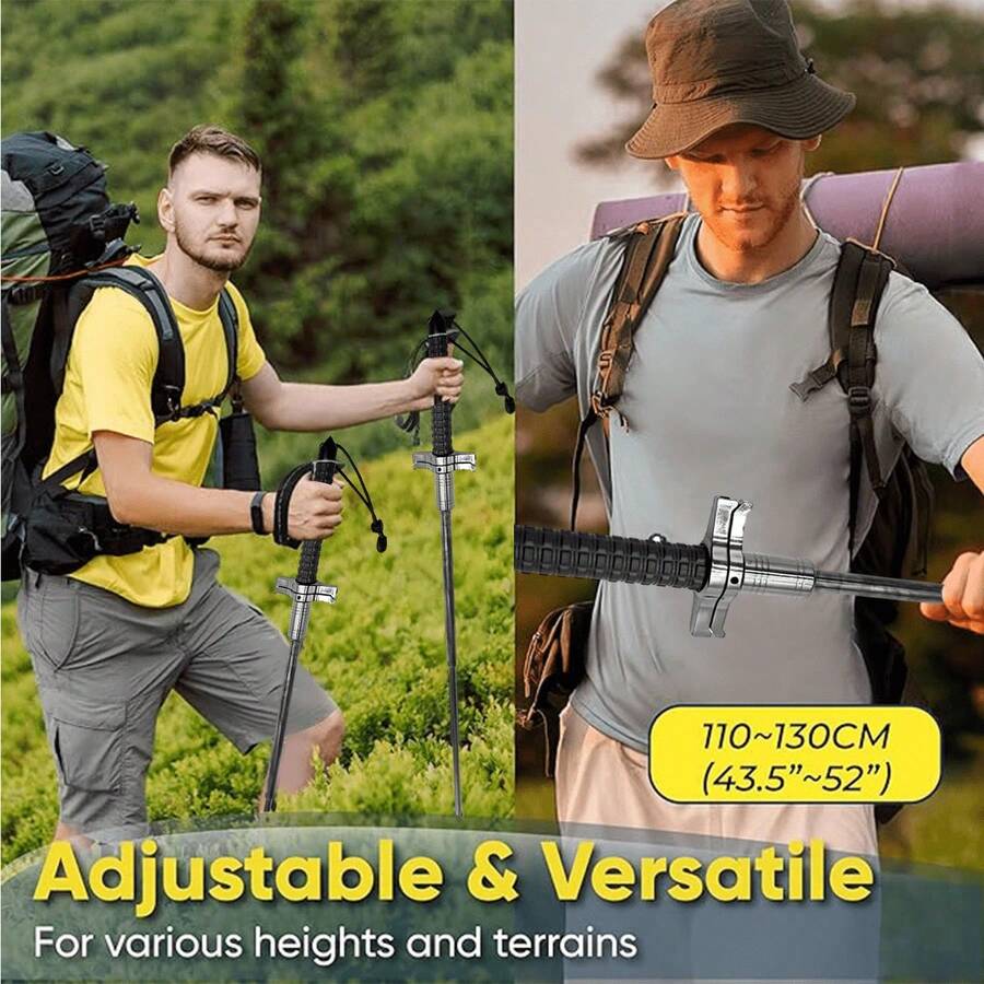Straight-Grip Aluminium Alloy Outdoor Walking Stick, Telescopic Travel Walking Stick, Hiking Stick And Mountaineering Walking Stick - 26吋可伸縮 - 查看 1