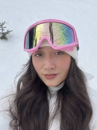 POLASUP 1pc Oversized Cute Ski Goggles For Women, Full Coverage Protection, Fashion Decorative Soft Gel Ski Goggles, Anti-UV, Anti-Splash, Suitable For Skiing, ATV, Karting, Hiking, Sandstorm, Skydiving, Adjustable Elastic Strap