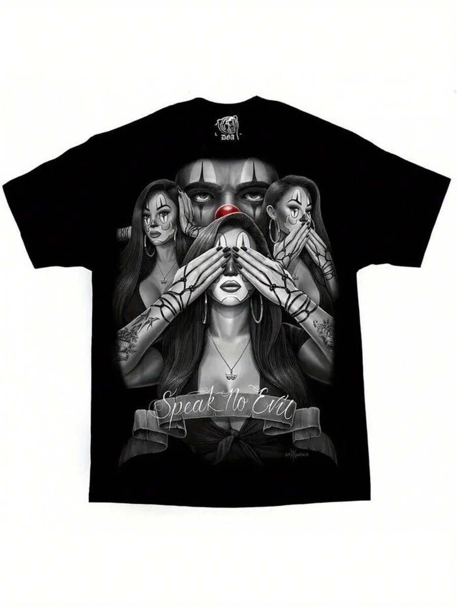 DGA Tees Men's Lowrider Magic Graphic-Shirt -% Cotton Casual Short Sleeve Tee With Artistic Print, Regular Fit Round Neck, All-Season Comfort Casual Attire, Flexible Fashion Top, Streetwear Style, Urban Style, Soft Fabric, Adult ClothingLady's Casual Wear - 黑色 - 查看 1