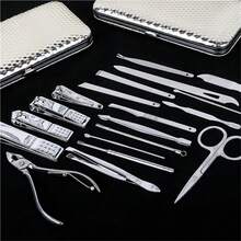 Juego de manicura de 19 piezas, cortaúñas de acero inoxidable, juegos de cuidado profesional para el cuidado de la piel de manos, pies y uñas, con estuche de viaje - Negro - Ver 5