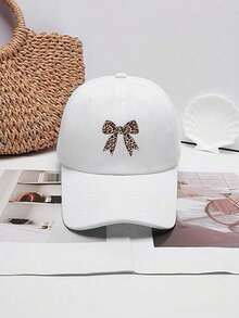 1pc Women's Fashion Leopard Print Bow Decor Adjustable Baseball Cap, Casual Minimalist Style Suitable For Daily And Outdoor Wear, Classic Retro Soft Sweatband Lightweight Sun Protection, Perfect Gift For Family And Friends - 彩色 - 查看 4