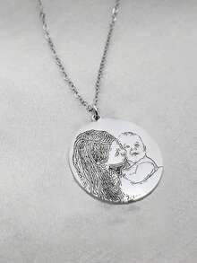 1pc Customized Photo Minimalist Painting Stainless Steel Multi-Shape Necklace, Fashionable, Minimalist, Casual, Retro, Y2K Style, Customizable, Personalized, Unique, Ideal Gift For Boyfriend, Girlfriend, Mom, Family, Friends, Daughter, Son, Grandparents - Multicolor - View 36