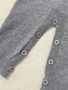New Arrival Baby Girls' Knitted Romper With Bow Cape, Korean Style, Suitable For Spring, Autumn, Winter - Grey - View 7