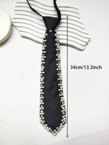 ImmCharm 2条/套 纯色手工涤纶男女通用领带，适合学生、日常穿着、制服、西装及各种场合。 - 2pcs黑色 - 查看 2