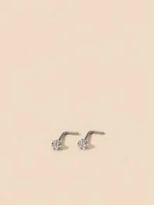 3pcs Nose Rings, G23 Solid Titanium 20G L-Shaped Nose Rings, Round/Star/Heart CZ Nose Piercing Jewelry, Unisex - Nose Ornament - View 4