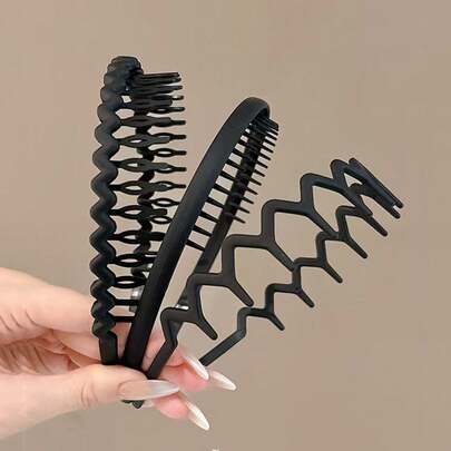 1pc 2025 New Black Invisible Headband, Men's Washable Non-Slip Toothed Hair Band, Hair Clip For Men,Summer,Hair Accessaries