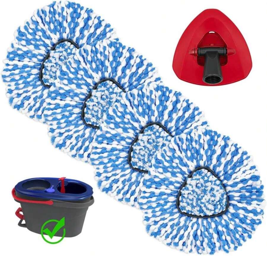 Hezane 4Pack Mop Replacement Head For O Cedar RinseClean 2 Tank System,1 Pack Mop Replacement Base For O-Cedar,Spin Microfiber Mop Refills For Cleaning All Floors - MàuC - Xem 1