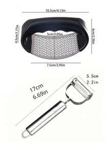 1 Silver Garlic Press, Professional Garlic Press And Chopper, Ergonomic Garlic Press Tool With Easy To Squeeze Handle, Kitchen Tool, Ginger Press, Vegetable Chopper, Essential Kitchen Accessory, Perfect For Valentine's Day, Thanksgiving, New Year Cooking, Daily Kitchen Use - Multicolor - View 9