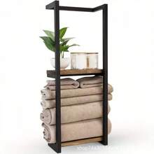 Bathroom Towel Rack With Storage Shelf Wall-Mounted Towel Organizer Modern Bathroom Blanket Rack - 1 Piece - View 1