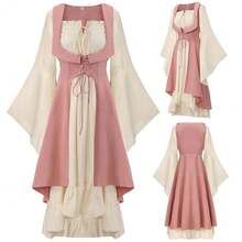 Renaissance Medieval Dress Role Pirate Play  Cosplay Halloween Costume Renaissance Dress Medieval Dress - 粉色 - 查看 1