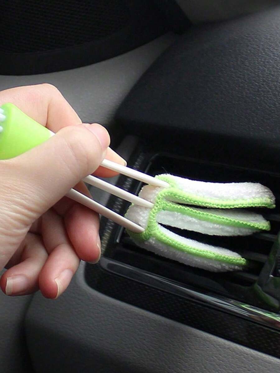 1pc Soft Dual-Headed Cleaning Brush, Dashboard Duster, Car Interior Cleaning Tool, Air Vent Cleaner, Gap Brush - Multicolor - View 1
