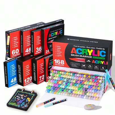 Set di 12/24/36/48/60 colori di pennarelli professionali ad inchiostro diretto, set di pennarelli per l'arte, per pittura, disegno su legno, vetro, metallo, pietra, plastica, graffiti, forniture scolastiche, regali di Natale, Ognissanti e Capodanno