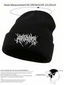 1pc/2pcs Gothic Style Men Scar Embroidery Knit Facemask Beanie, Women Fashion Street Ski Hat, Warm Versatile Winter Cap, Loose Fit - Multicolor - View 7