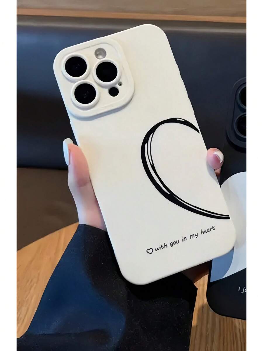 Phone Case:  Minimalist Couple Heart-Connected Phone Case Compatible With IPhone 16 15 14 13 12 11 Pro Max 14 15 16 Plus XS XR X 8 7,Suitable For IPhone17 Air,Suitable For IPhone17 Air - 白色 - 查看 1