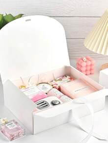 5PCS/1PC/A Lidded Gift Box, 10.6 X 7.8 X 3.1 Inches, White Paper Box With Ribbon. Suitable For Use As A Bridesmaid Invitation Box, Wedding Gift Box, Wrapping Box, Party Gift Box, Birthday Gift Box, Christmas Gift Box, Or Gift-Making Box. - White - View 4