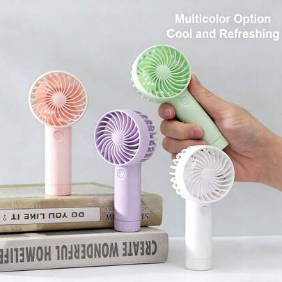 可充电迷你手持风扇，500mAh电池，3档风速调节，个人睫毛烘干风扇，小型降温风扇，适合办公室、户外、海滩、度假和日常使用。