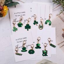 12pcs Green Keychain Set, St. Patrick's Day Pocket Hugs Gift Pack, Lucky Pocket Token Thank You Cards, Irish Holiday Party Favors With Clover, Shamrock, Green Hat, Rainbow And Pot Of Gold Decorations. Suitable For Men And Women, For Handbags, Coin Purses, Backpacks And Car Keys. Thank You Gifts, Party Favors And Friendship Gifts For Family, Friends, Students And Colleagues. - Multicolor - View 15