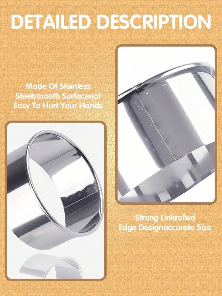 3pcs Stainless Steel Cookie Dough Cutter, Round Cake Mold, Jelly Mold, Cookie Cutter, DIY Baking Tools, Dough Cutting Bag, Icing Cake Stamp, Kitchen Gadgets, Geometric Chocolate Candy Decorative Mold, Essential Baking Accessories, Cookie Maker, Round Baking Accessories, Cake Mold, Dumpling Mold, Kitchen Supplies, Kitchen Accessories For DIY Delicious Foods - Multicolor - View 9