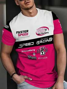 Men's Innovative Printed T-Shirt, Racing Style Numeric Print T-Shirt, Interpreting The Legend Of Speed And Fashion - Multicolor - View 1