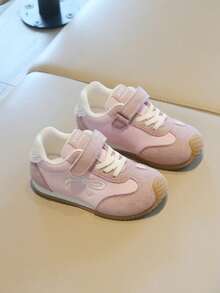 Zapatos deportivos casuales para niñas con decoración de lazo - Cierre ajustable con , parte superior de ante y cuero, suela ligera, zapatos de uso diario de moda para niños pequeños - Rosa - Ver 5