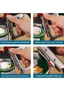 1/2 piezas Abrelatas manual de acero inoxidable estilo japonés, herramienta de cocina multifuncional para uso doméstico y al aire libre - Plateado - Ver 9