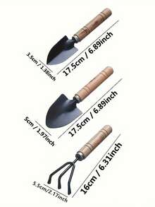 3件套园艺工具（铲子、耙子、小铲），大型园艺迷你多肉植物土壤松土铲，适用于种植蔬菜、花卉、多肉植物，园艺用品 - 園藝工具3件套 - 查看 3