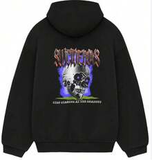 Suicideboy Graphic Print Hoodie,Suicideboy Skeleton Graphic Print Hoodie,Halloween Funny Graphic Hoodie, Sports Leisure Hoodie,Harajuku Hip Hop Rock Style Hoodie, Unisex Fashion ,Comfortable Streetwear - 黑色3 - 查看 1