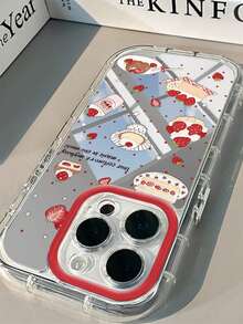 1个草莓甜点下午茶主题手机壳，兼具化妆镜功能，凸起镜头环设计，1.5mm厚PC硬壳，适用于 17/17 Pro/ Air/17 Pro Max/ 16/16 Pro/16 Plus/16 Pro Max/15/11/12/13/14/16 E/15 Pro/14 Pro/13 Pro/12 Pro/11 Pro/15 Pro Max/14 Pro Max/13 Pro Max/12 Pro Max/11 Pro Max - 彩色 - 查看 4