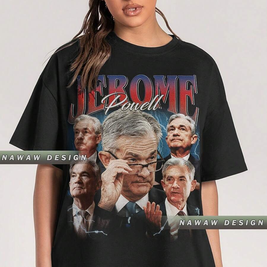 Camiseta de Jerome Powell con cara divertida, gana dinero para un regalo NAW1 - Negro - Ver 1
