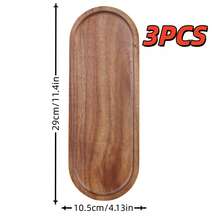 1/2/3/5pcs Versatile Japanese-Inspired Wooden Tray & Coaster Set - Ideal For Fruits, Cheese, Cakes, Breads, Tea, Coffee & Breakfast - Durable Oval Solid Wood Serving Plates - Rust Brown - View 15