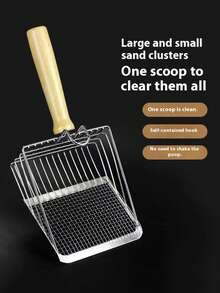 Large Stainless Steel Litter Scoop With Fine Mesh, Cat Litter Scooper Poop Shoveling Tool - Multicolor - View 2