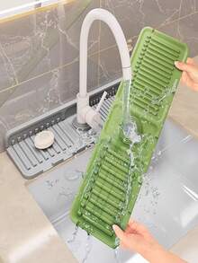 1 pieza Felpudo de drenaje para grifo de fregadero, Almohadilla para encimera de cocina, Alfombra impermeable con pendiente estrecha para tocador - Multicolor - Ver 1