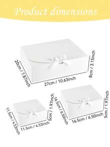 5PCS/1PC/A Lidded Gift Box, 10.6 X 7.8 X 3.1 Inches, White Paper Box With Ribbon. Suitable For Use As A Bridesmaid Invitation Box, Wedding Gift Box, Wrapping Box, Party Gift Box, Birthday Gift Box, Christmas Gift Box, Or Gift-Making Box. - White - View 5
