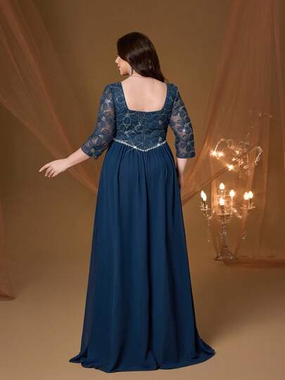 Đầm chữ A tay lửng 3/4 màu xanh hoa đính sequin cỡ lớn Mgiacy, đầm hè thanh lịch dành cho nữ, phù hợp cho đám cưới, dạ hội, tiệc tùng, kỳ nghỉ và lễ hội.