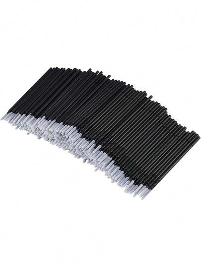 500pcs Disposable Micro Eyelash Brushes, One-Time Use Eyelash Wands For Eyelash Extension, Nail Polish, Lip Makeup, Black