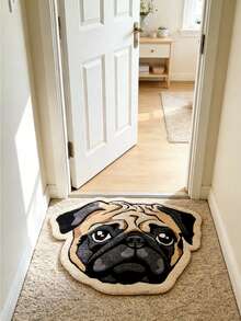 1pc Pug Shaped Area Rug, Cute Rug For Autumn/Winter, Decorative Carpet, Bedroom Decor, Small Rug, Carpet, Home Decor, Living Room Rug, Living Room Small Rug, Bedroom Rug, Living Room Home Decor, Outdoor Rug, Washable Rug Christmas Decor Kitchen Rug - Multicolor - View 8