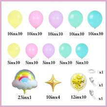 118pcs Mexican Axolotl-Themed Balloon Arch Set, Includes Rainbow Cloud And Star Foil Balloons, As Well As Pink, Purple, Blue, And Yellow Latex Balloons. Perfect For Birthday Parties, Baby Showers, First Birthday Celebrations, And Rainbow/Mexican Axolotl-Themed Parties. - Multicolor - View 3